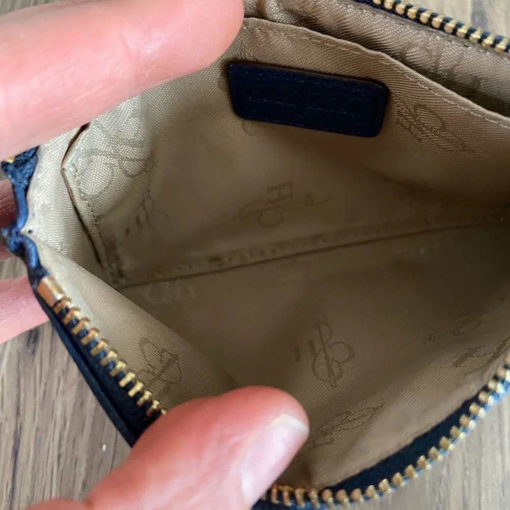 Cole Haan Navy Pebbled Leather Wristlet